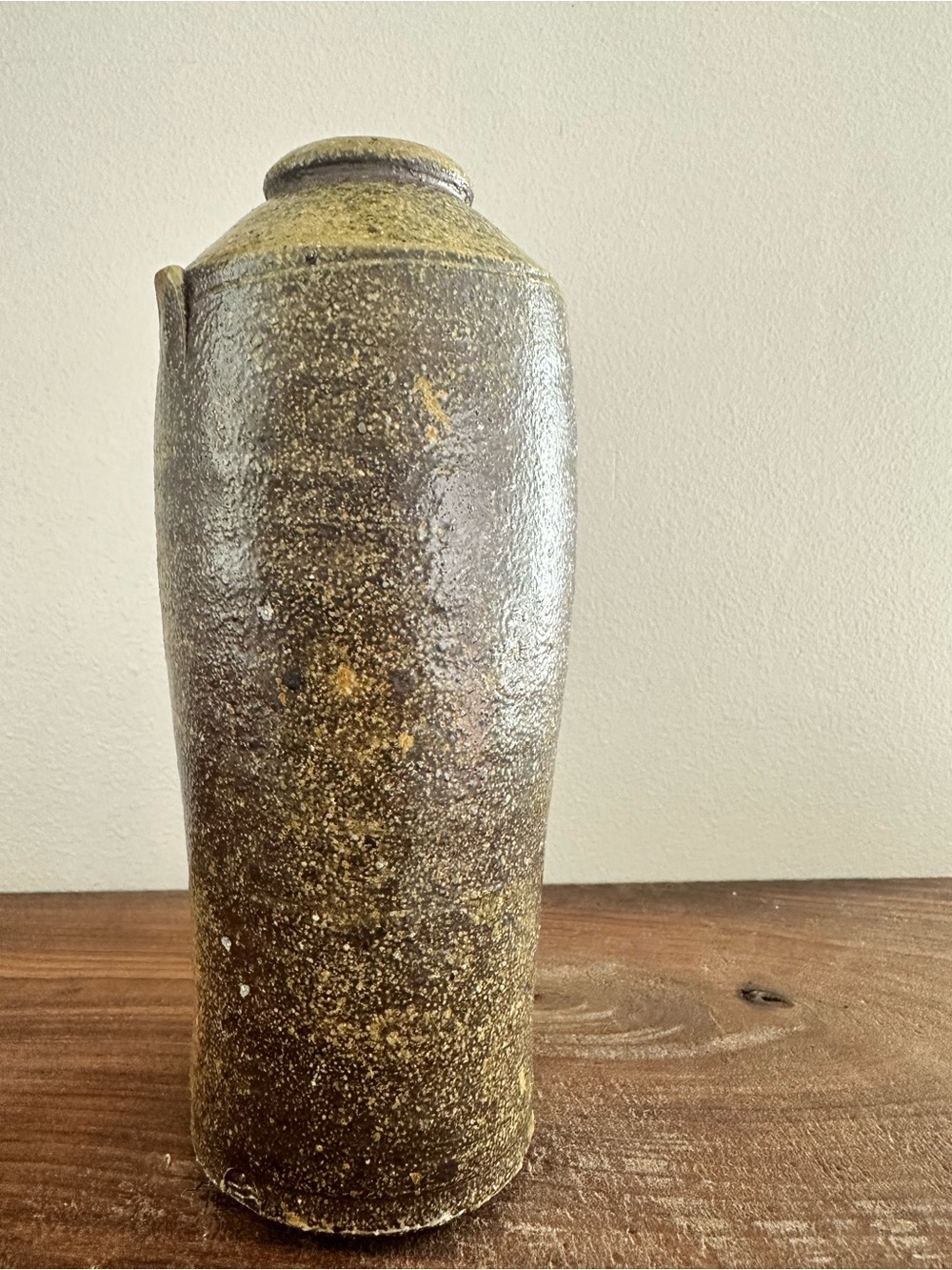 Vintage Wood Fired Studio Pottery Stoneware Tokkuri/Hanaire Vase - Wave Mark
